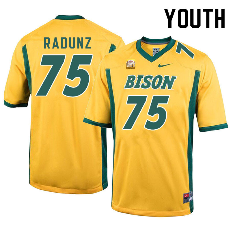 Youth #75 Dillon Radunz North Dakota State Bison College Football Jerseys Sale-Yellow - Click Image to Close